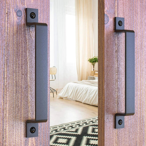 2 Pack 10 Inch Rustic Barn Door Handle Black Steel Pull For Sliding Doors Gates Garages Sheds Fences Closets Pantries Indoor