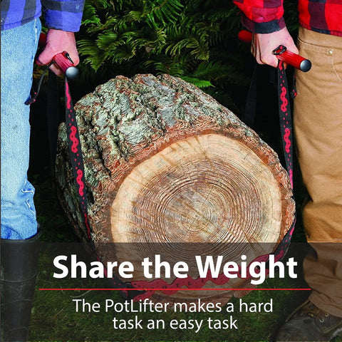 Two Person Potted Plant Lifter For Heavy Pots And Planters Up To 200 Pounds lifting a large log with two people outdoors