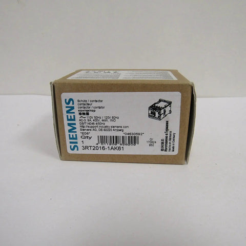 Box of 3 Pole 9 Amp 120 Volt AC Contactor With One Normally Open Auxiliary Contact Built Tough Industrial Power Relay Model 3RT2016-1AK61