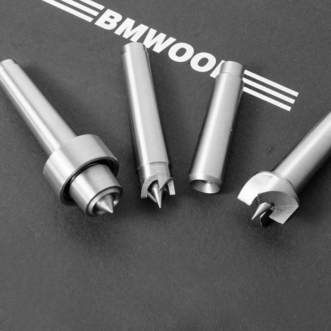 Four Piece MT2 Woodturning Lathe Center Set With Live Center And Spur Centers And Cup Center For MT2 Headstock And Tailstock