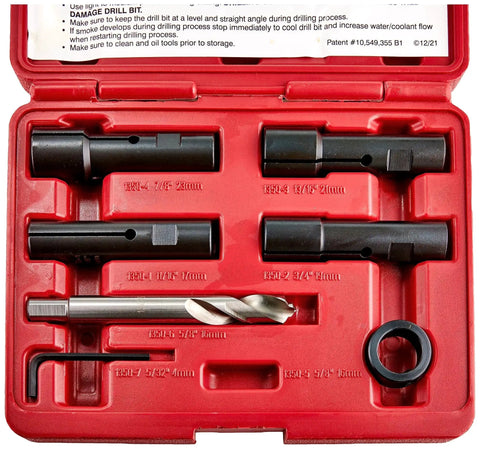 LT1350 Lug Ripper For Quick Lug Nut Removal In Automotive Maintenance, toolkit with various steel components in red case