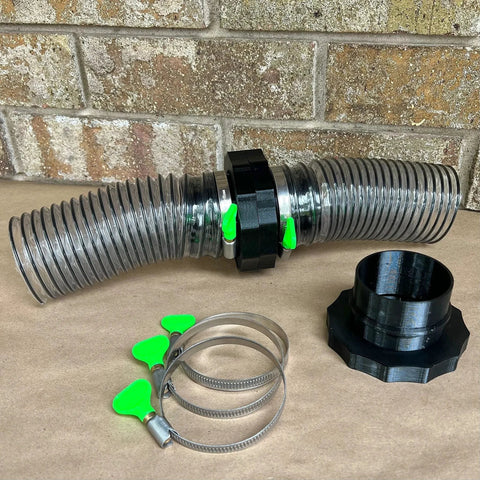 2.5 Inch Magnetic Duct System Starter Kit With 10 Port Connectors For Dust Collection And Quick Disconnect, shown with fittings
