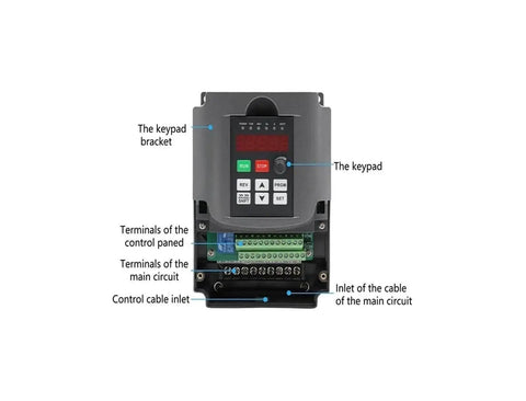 Frequency drive with keypad for Air Cooled Spindle Kit 1.5kW ER16, 80mm Shaft, Four P4 Bearings, 0.01mm Runout, CNC routers and milling