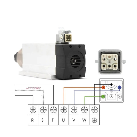 Air Cooled Spindle With Ceramic Bearings 4 Bearings 220V 2.2kW ER25 CNC Spindle Kit Inverter wiring setup