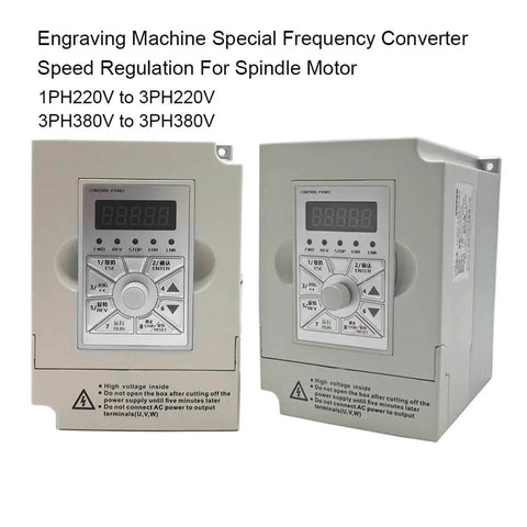 Frequency converter for Beast Of An Air Cooled Spindle Motor Kit, compatible with 220V and 380V CNC routers, front view.