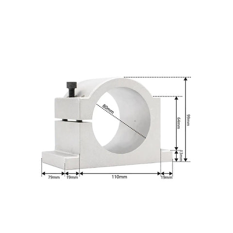 80mm mount bracket for Pro Grade 1.5kW ER16 Air Cooled CNC Milling Spindle with 4 high speed bearings and 220V inverter VFD