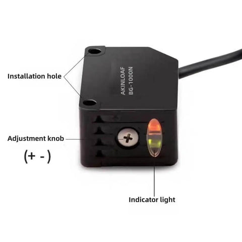 BG 1000N Photoelectric Sensor Switch With Background Suppression showing adjustment knob and indicator light