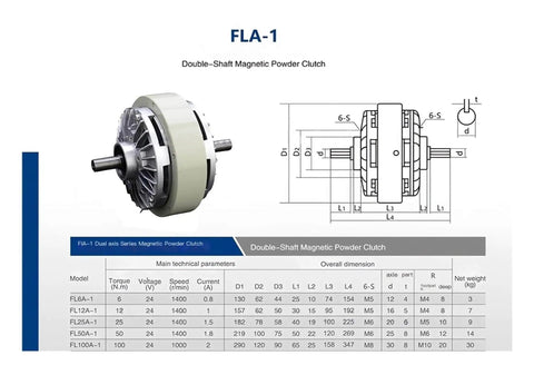 Biaxial Magnetic Particle Brake 50 Nm Torque 5 Kg Tension Heavy Duty Industrial Brake specifications and diagram