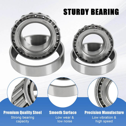 4 Sets Boat Trailer Axle Bearings Kit With 22333TB Grease Seals showing steel bearings and features