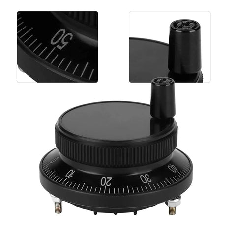 5V 60mm Rotary Encoder Handwheel For CNC Milling Machines Terminal Pulser Controller, close-up of aviation aluminum body.