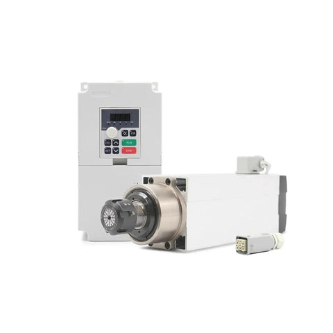 3.5kW ER25 Air Cooled CNC Spindle Motor 220V 380V With Square Spindle Ceramic Ball Bearings 0.01mm Runout and 4kW Inverter