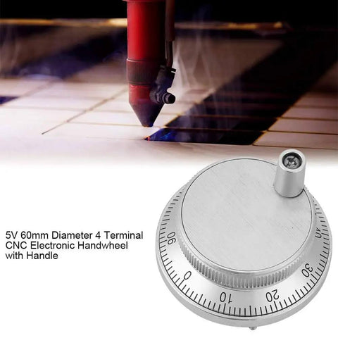 5V 4 Terminal Manual Pulse Generator Handwheel for CNC Mills Routers and Lathes with 60mm Rotary Encoder Knob