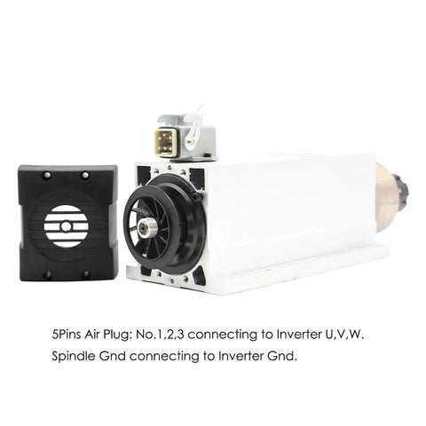 3.5KW ER25 Air Cooled Spindle Motor With Ceramic Bearings Square Type Flange Optional for Milling Machines in white and black