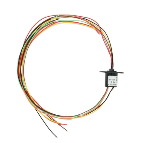 12.5mm Capsule Slip Ring, 6 Wires, 300 RPM, AC 240V, ideal for monitors and robotic systems, ultra-compact design, multicolored wires