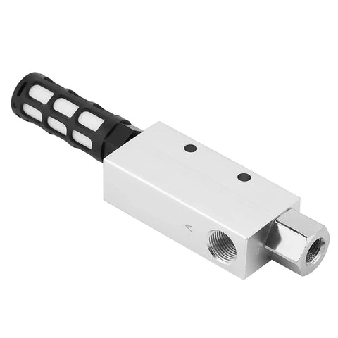 Pro Grade Compact Pneumatic Vacuum Ejector With Silencer for Exhaust Air Venturi Vacuum System durable aluminum alloy body side view.