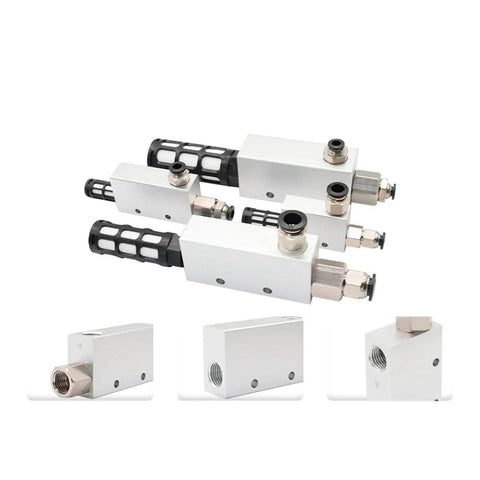 Powerful Vacuum Ejector With Air Exhaust Control Valve For Pneumatic Systems, side view of CV-10HS Style components.