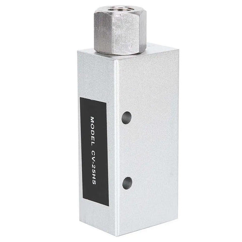 Compact Vacuum Generator For Pneumatic Systems CV 25HS Air Exhaust Ejector Venturi Vacuum Pump, aluminum body, front view.