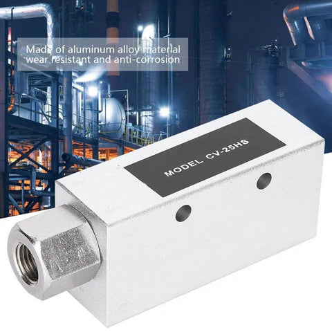 Compact Vacuum Generator For Pneumatic Systems CV 25HS Air Exhaust Ejector Venturi Vacuum Pump in aluminum, industrial background