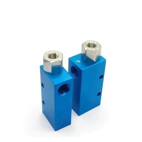 Blue Vacuum Generator Air Ejector For Rapid Airflow Control with adjustable pneumatic pressure, shown with two blue compact units