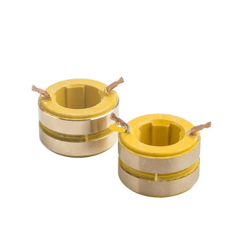 Yellow and copper rings from Gen Slip Ring Copper Ring Collector Assembly Kit For 2KW To 8KW Generators With Conductive Carbon Brush Holder
