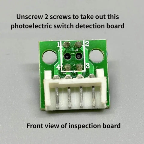 Front view of photoelectric switch detection board with connector.