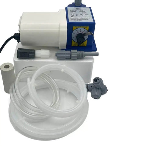 Diaphragm Metering Pump For Water Treatment And Chlorine Dosing, 30 Gallons Per Day Max, 100 PSI, 115 Volt with tubing connections