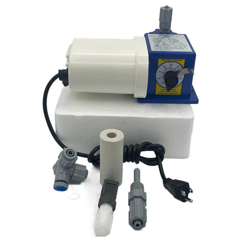 Diaphragm Metering Pump For Water Treatment And Chlorine Dosing, 30 Gallons Per Day Max, 100 PSI, 115 Volt, with suction and discharge tubing
