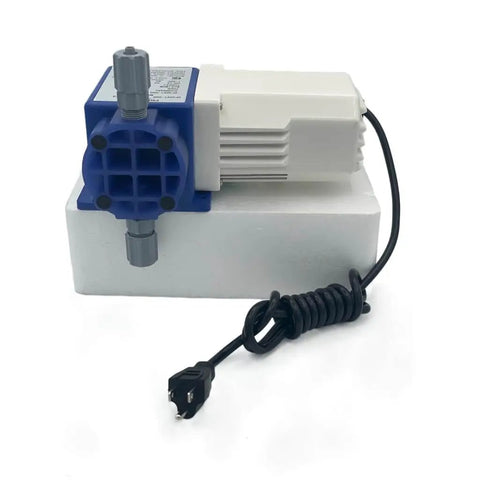 Diaphragm Metering Pump for Water Treatment and Chlorine Dosing, 30 Gallons Per Day Max, 100 PSI, 115 Volt with tubing connections
