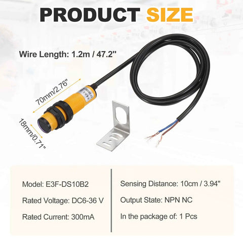 Reflectance Photo Sensor Diffuse Reflection Photoelectric Sensor With 10 Cm Ran...