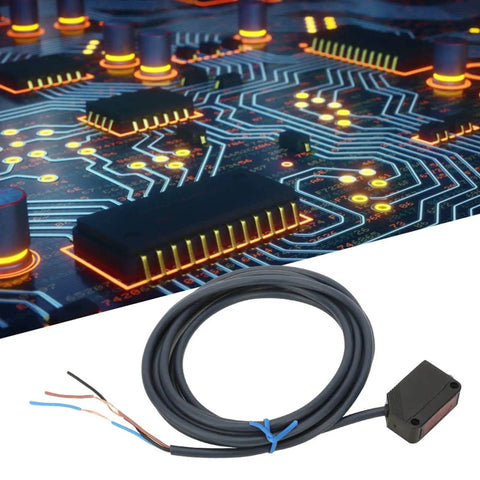 Diffuse Reflection Photoelectric Switch Sensor for Industrial Automation, NPN Output, E3Z D61, wiring and circuit board backdrop