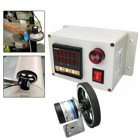 Digital Meter Counter With Rotary Encoder For Wheel Roll Length Measurement 0 To 999999 Pro Grade Accuracy Dual Relay Outputs