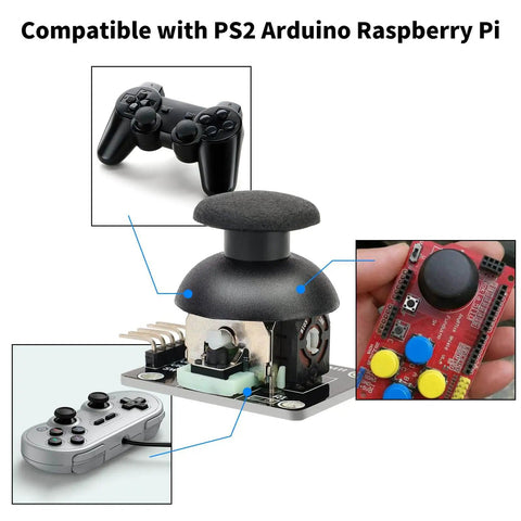 Six Pack Dual Axis Joystick Module For DIY Projects With Analog X And Y Outputs And Digital Z Output compatible with controllers and boards.