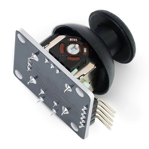 Six Pack Dual Axis Joystick Module For DIY Projects With Analog X And Y Outputs And Digital Z Output, angled view of module