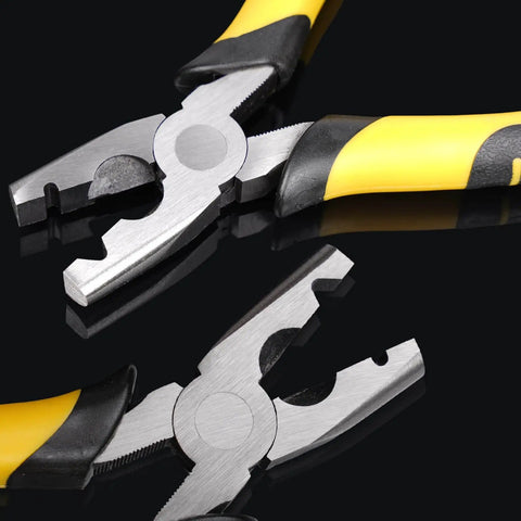 Close-up of yellow-handled pliers from 1800Pcs Wire Cage Clips With Pliers For Bird Quail Rabbit Chicken Hog Cages set
