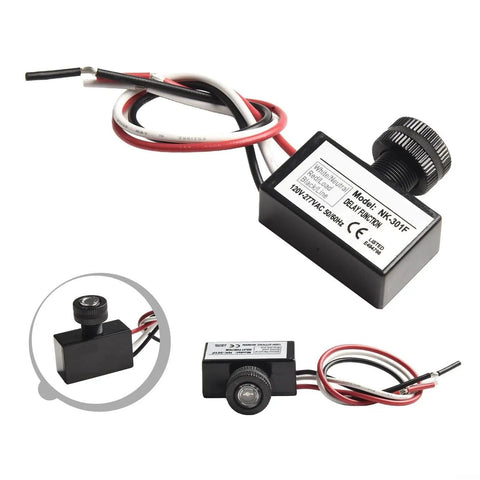Dusk To Dawn Photocell Sensor Light Switch For Outdoor Lighting Waterproof IP65 AC 120-277V, showcased in a compact black wiring unit