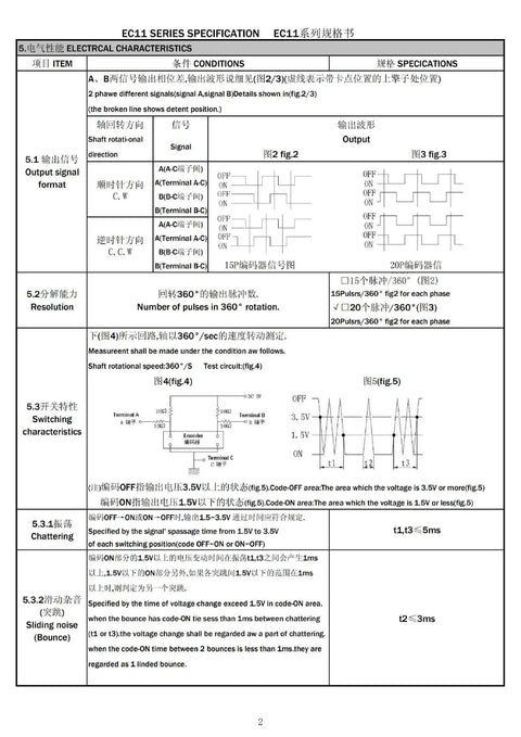 Technical specifications for Six Pack EC11 Rotary Encoder With Push Button 360 Degree Rotation, Five Pins, Knob Caps.