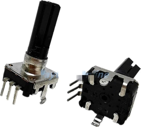 Five Pack EC12 Rotary Encoder With Switch 360 Degree Audio Encoder 24 Position 3 Pin No Push Button 20mm Shaft Length RE12 Compatible