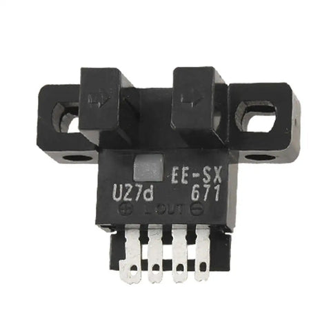 Front view of EE SX671 L Type NPN Photo Micro Photoelectric Switch with Infrared 940 Nm Pulse Modulated Light.