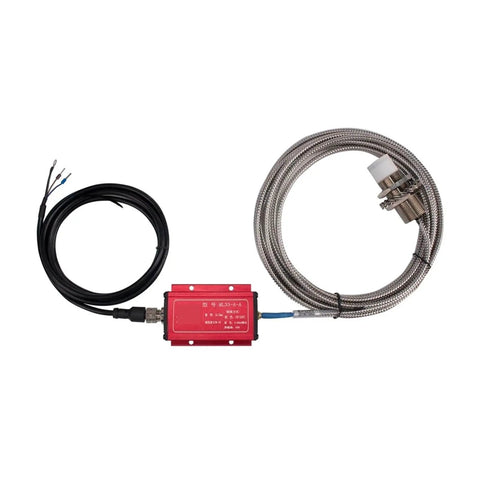 Non Contact Eddy Current Displacement Sensor With 50mm Range ML33A50mm, red housing, coiled cable, stainless steel for precise measurement