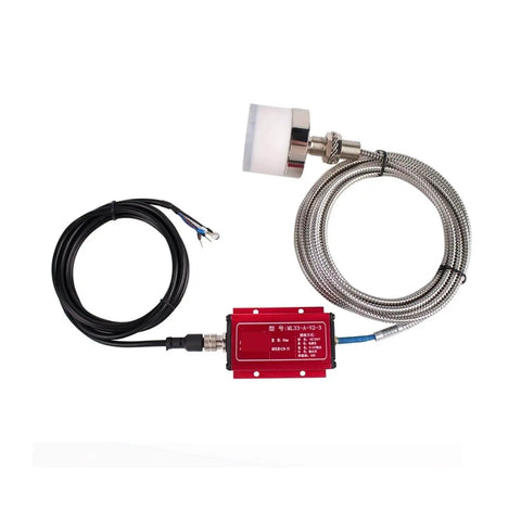 Eddy Current Displacement Sensor ML33 A 25mm No Touch for Precise Positioning and Measurement, stainless steel build, cables connected.