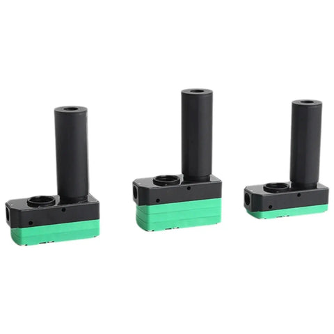 High Flow Multi Stage Vacuum Generator With Energy Saving Design, black and green compact mini pneumatic vacuum pump shown in three sizes