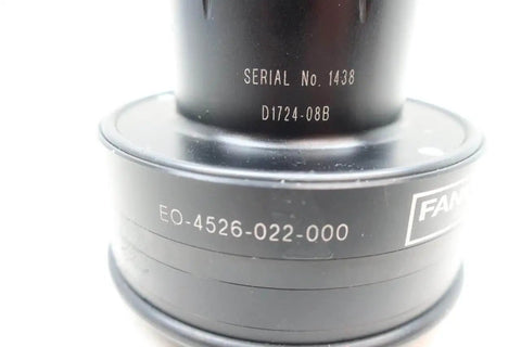 Close-up of FANUC EO-4526-022-000 Westwind air bearing spindle for precision CNC machining, showing serial number on spindle body.