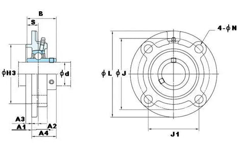 FYH Bearing UCFCX-09J 45mm Round Flanged Mounted Bearing