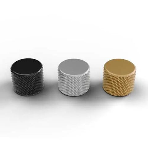 Three rotary knobs in black, silver, and liquid gold finishes. Rotary Knob Upgrade For GMMK Keyboards In Liquid Gold Metal Finish With Tool Free Installation Easy Snap On Replacement Premium Aluminum Dial Knob Delivers Smooth Grip And Sleek Look To Level Up Your Keyboard Aesthetic And Feel.