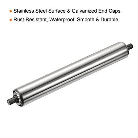 Gravity Conveyor Roller 1.5" Diameter x 12" Length - Stainless Steel