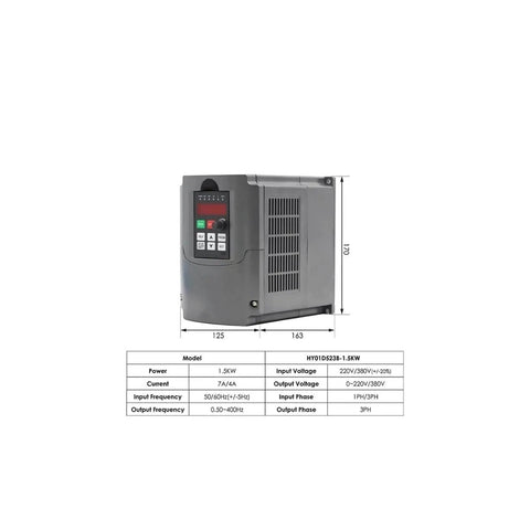 Frequency drive for Heavy Duty ER16 Spindle Motor Kit 65x258mm With Air Cooling, 4 Bearings, and Water Cooling for quieter operation