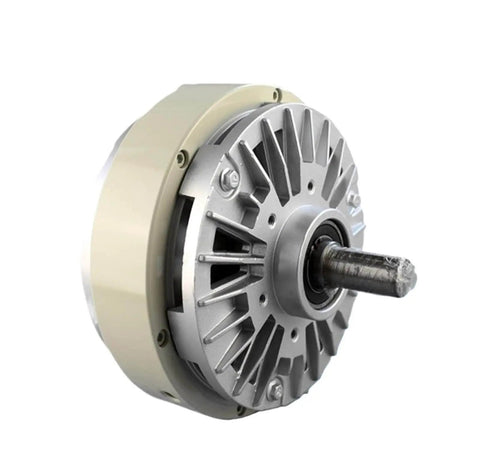 Side view of Magnetic Particle Brake FZ50A-1, 5 kg holding force, 24V heavy-duty industrial brake for equipment with rugged pro-grade build.