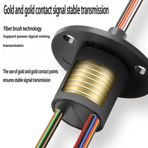 Pro Grade Heavy Duty Slip Ring Connector For Power And Signal Transmission 3 Wires 10A Capacity 22mm Diameter Gold Contacts