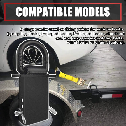 4-Piece 18,000-Lb Heavy-Duty Removable D Ring Stake Pocket Tie-Down Kit in use on utility trailer
