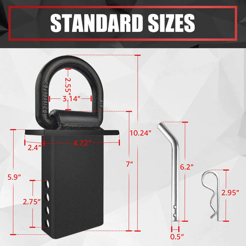 4-Piece 18,000-Lb Heavy-Duty Removable D Ring Stake Pocket Tie-Down Kit dimensions and components